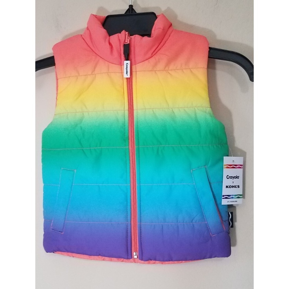 Crayola X Kohl's Toddlers Kids‎ sz 3T Multicolor Reversible Puffer Vest Ltd NEW